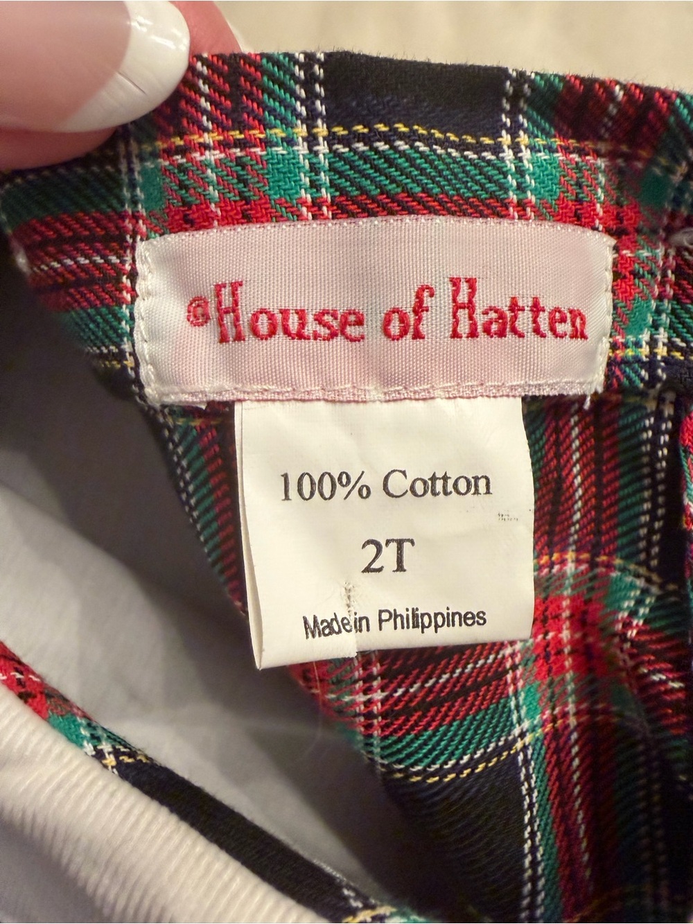 VTG! House of Hatten Plaid Smocked Holiday Dress w/ Peter Pan Collar, sz 2T - Picture 4 of 10